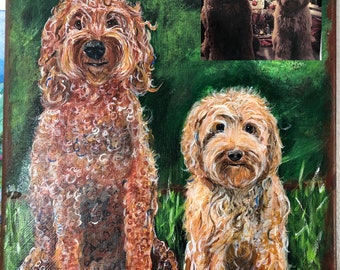 Pet Lover Custom Dog Painting / Acrylic Pet Artwork / Commissioned Dog painting from photo/ Memorial Pet Gift / Custom Order Pet Portrait