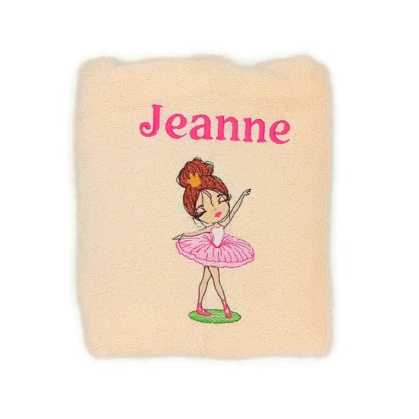 Ballerine brodée sur serviette, drap de bain, pack complet personnalisable