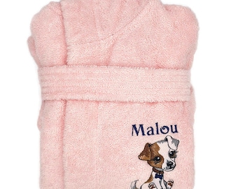 Customizable child bathrobe dog several sizes to choose from 12 months to 12 years