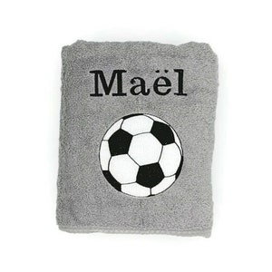 Football ball embroidered on towel, bath towel or complete customizable pack