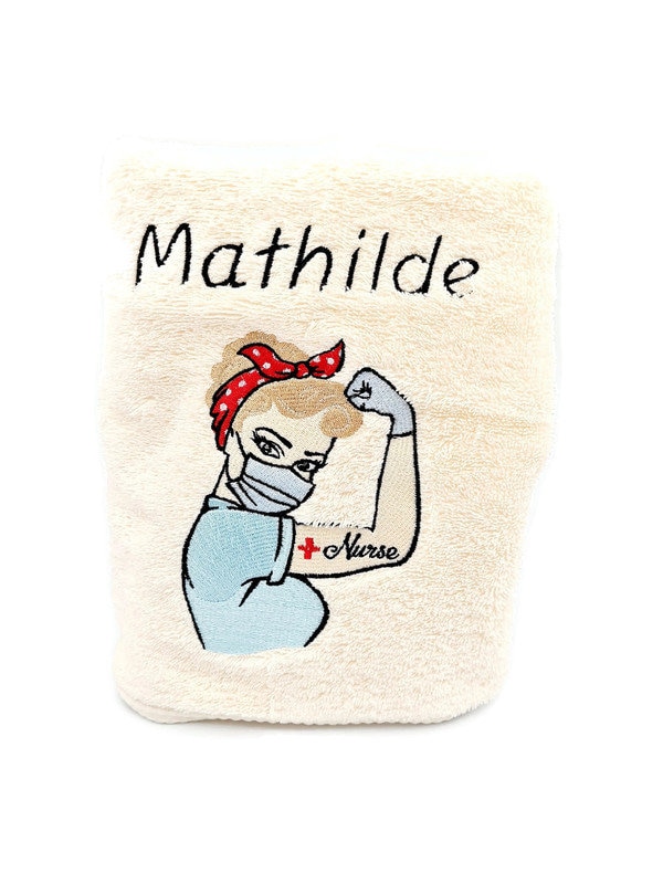 Serviette de Toilette, Drap Bain Brodée sur Commande Infirmière