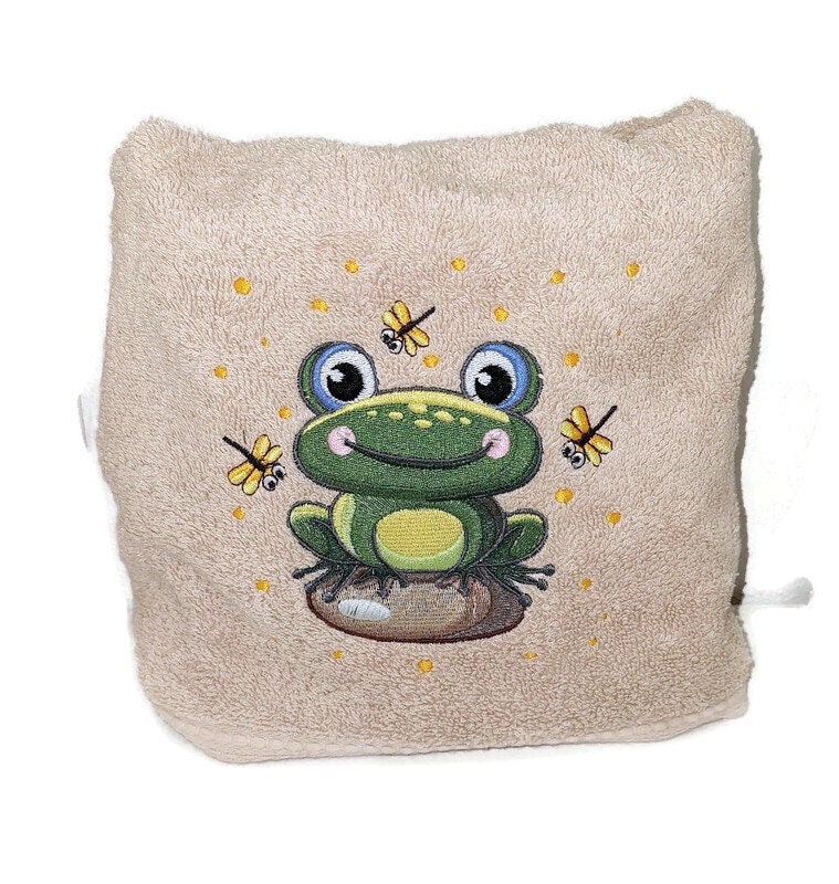 Serviette Brodée sur Commande Grenouille