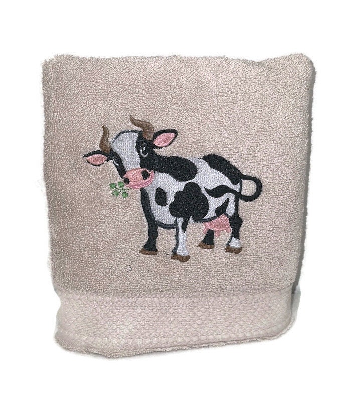 Serviette Brodée sur Commande Vache