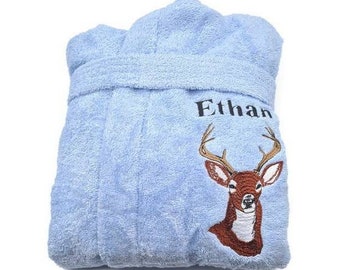 Customizable children's deer head bathrobe several sizes to choose from 12 months to 12 years