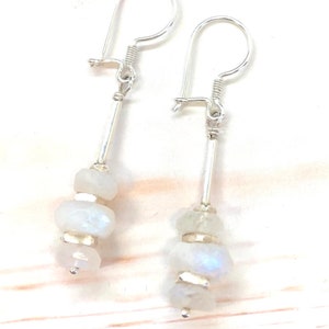 Unique Sterling Moonstone Latch-back Earrings. Only One Pair Made