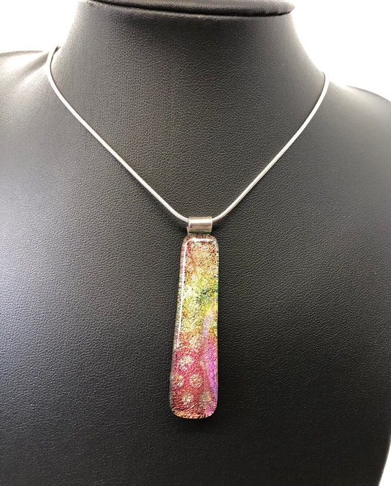 Vintage Dichroic Glass Pendant on Sterling Silver 