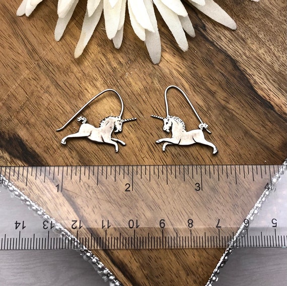 Handmade Sterling Silver Unicorn Earrings - image 4