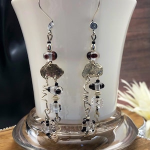 Fun Funky Vintage Art Glass Long Earrings - Very Unique