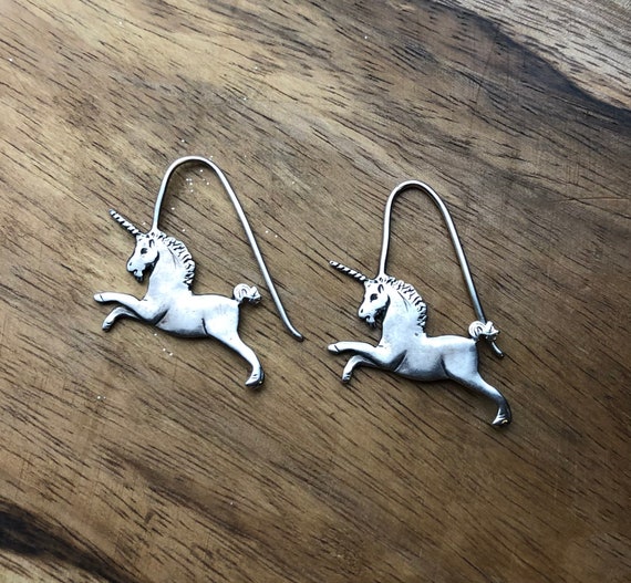Handmade Sterling Silver Unicorn Earrings - image 2