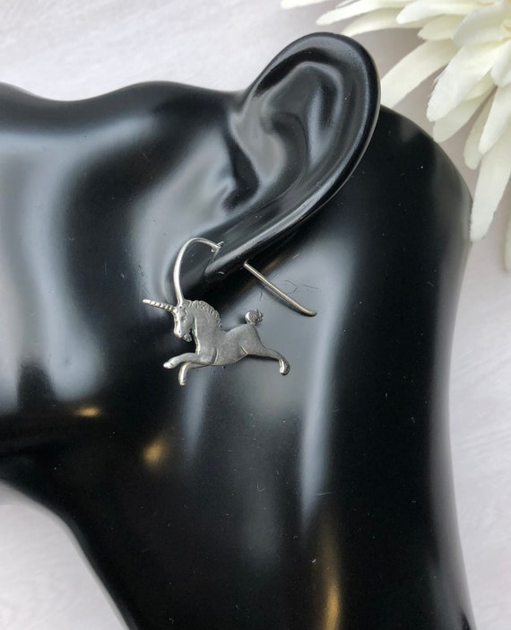 Handmade Sterling Silver Unicorn Earrings - image 5