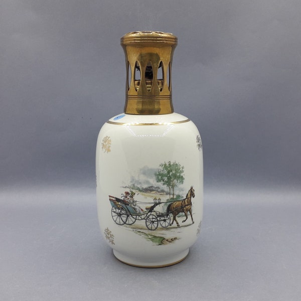 Berger lamp (4), decoration of a carriage, porcelain & gilded brass, brand Révol, aromatic scent, collector's item, 1950/1960