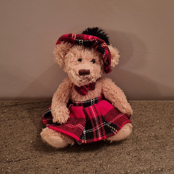 Ancien petit ours en peluche, habillé en Écossais, marque "Embrace", ours de collection, peluche, nounours, jouet, doudou, style Teddy Bear