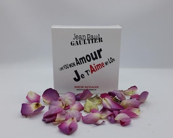 Jean Paul Gaultier, Box Frame with Round Mirror, message to record, I love you my Love, I love you my Love, perfume, Vintage