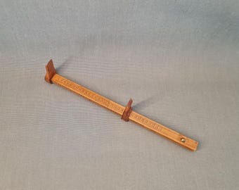 Compás deslizante de madera antiguo, para medir el pie, arte popular, herramienta de oficio, herramienta de zapatero, herramienta para suelas, siglo XIX