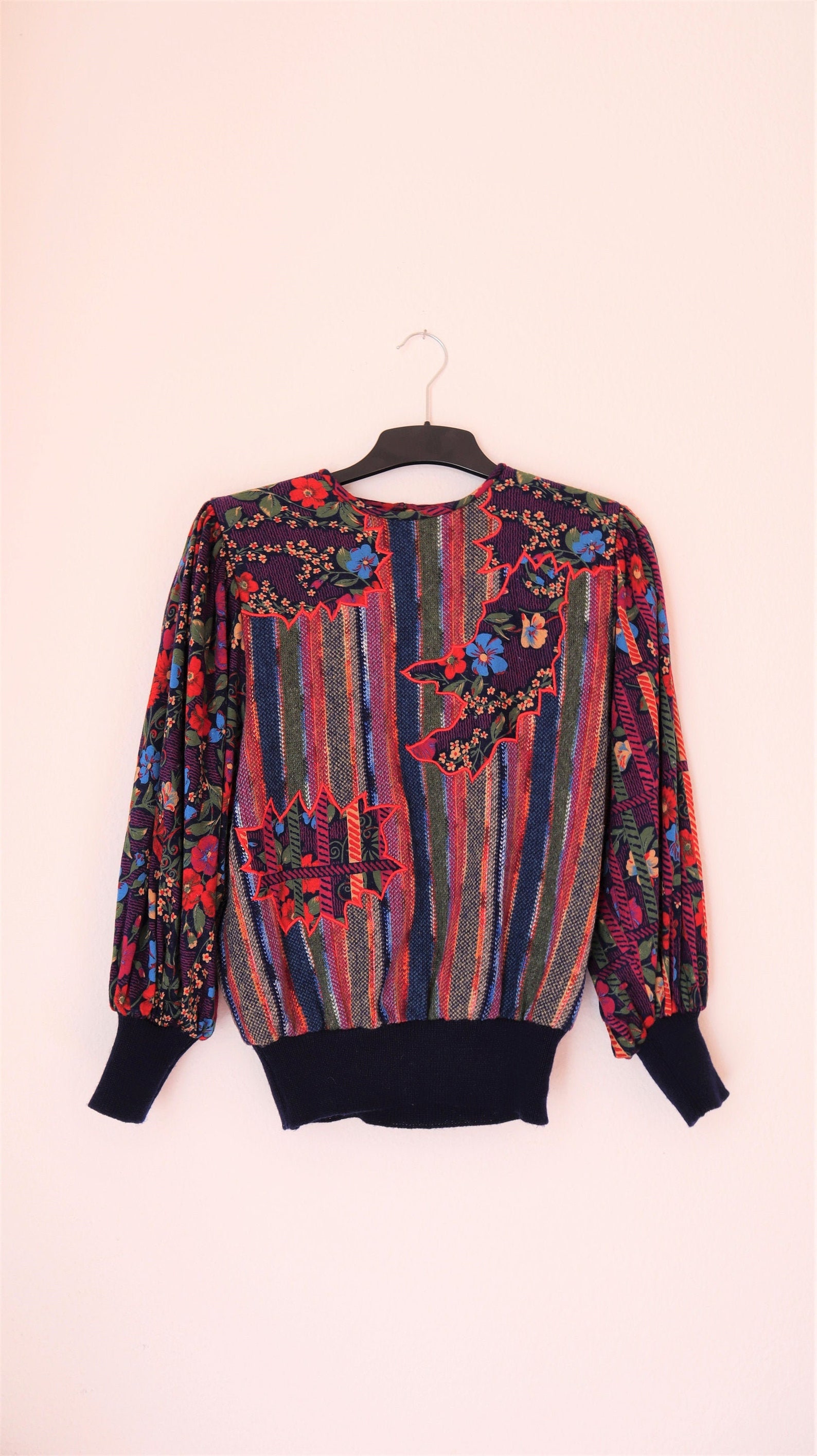 Rare Iconic Designer Diane Freis 80s Vintage Sweater Patchwork Colorful ...