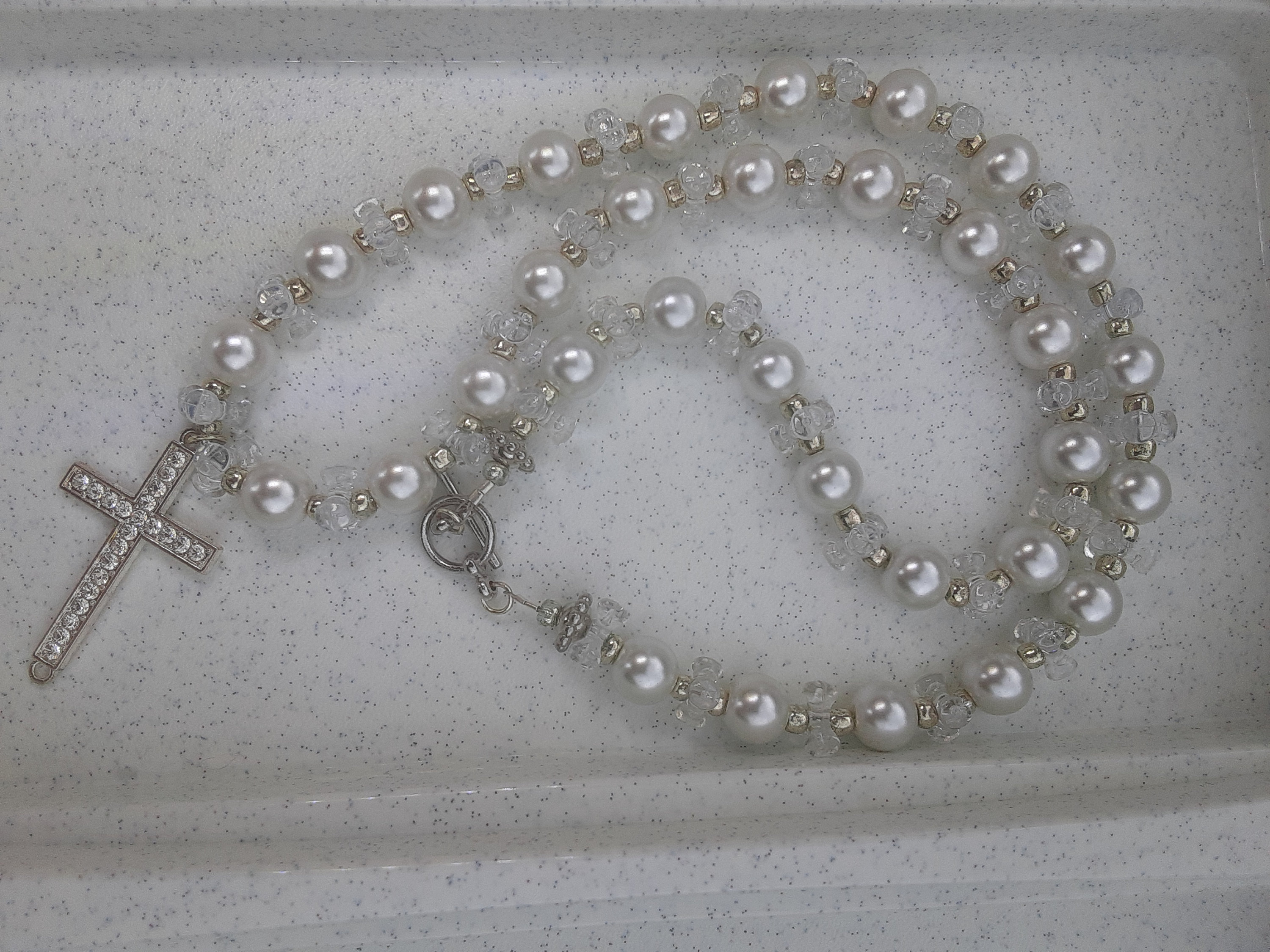 Pearl Cross Necklace Etsy