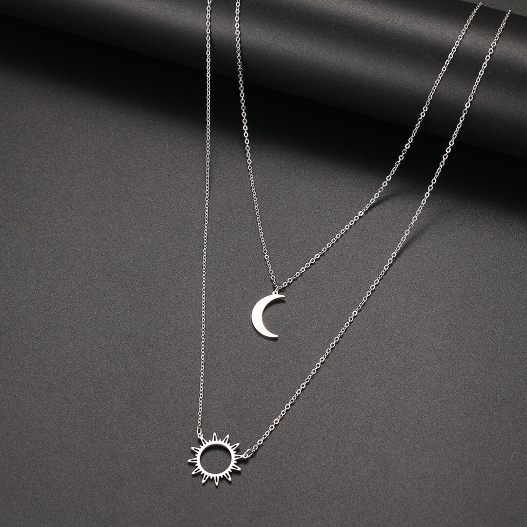 Colgante Sol Y Luna Doble Acero Inoxidable Regalo Astronomía - Etsy