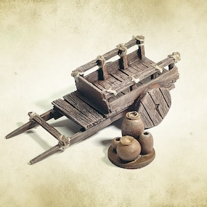 Rustykalny wóz - wóz 28 mm, miniaturowy teren rozrzucony, w pełni pomalowany, do każdej gry RPG na blacie stołu od Tavern Miniatures