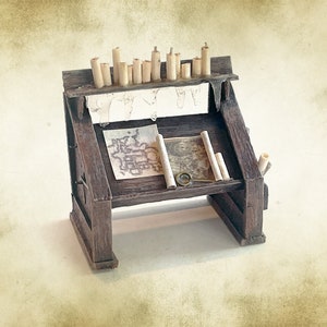 地図作成デスク - TTRPG テーブルトップ ロールプレイング ゲーム、28 mm スキャッター テレイン、居酒屋ミニチュア ハンドメイド、手描き