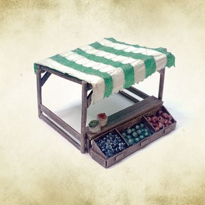 Handmade Miniature Fruit Merchant Stall: 28mm Painted Terrain