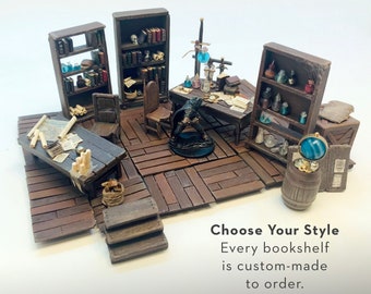 Handmade Wizard&#39;s Bookshelf: RPG Scatter Terrain, 28mm Tabletop