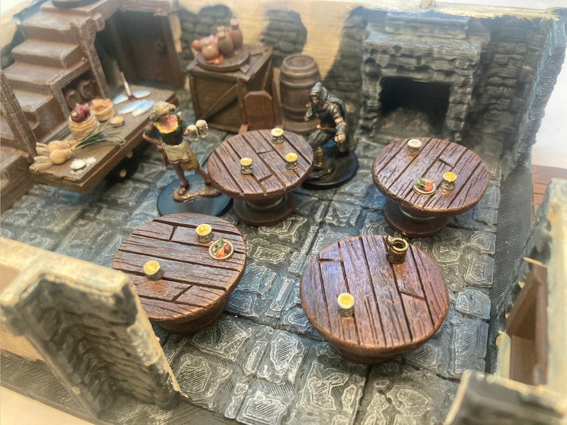4x D&amp;D Miniature Tavern Tables with Ale Modular 28mm | Etsy