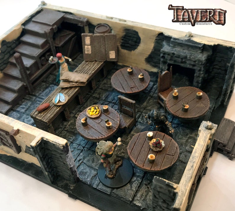 4x D&amp;D Miniature Tavern Tables with Ale Modular 28mm | Etsy