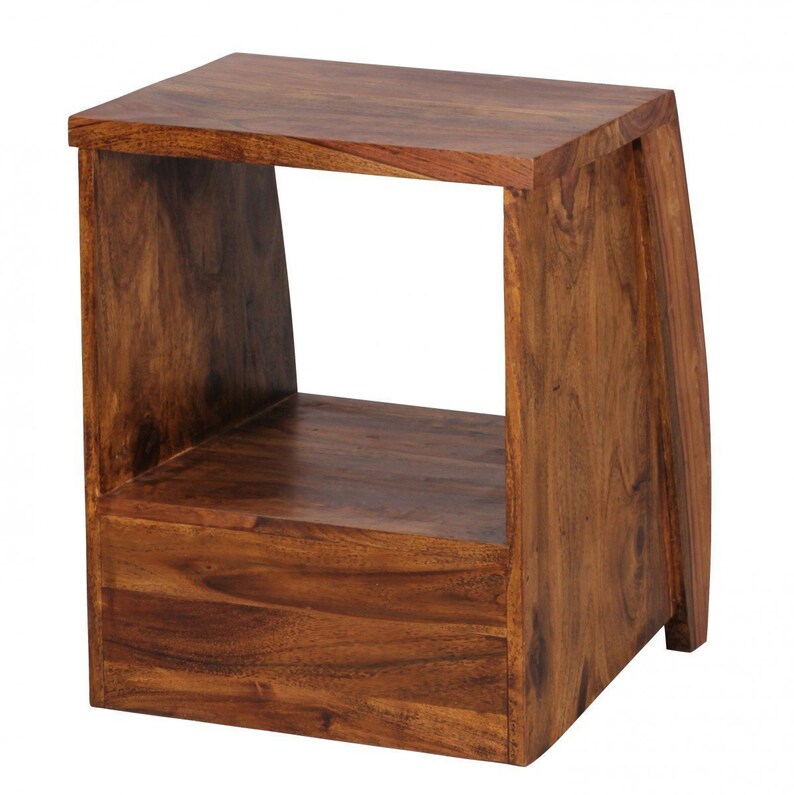 Solid Wood Slant Bedside with Drawer