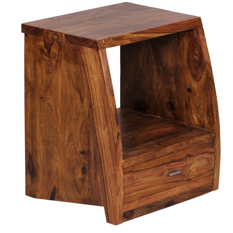Solid Wood Slant Bedside with Drawer