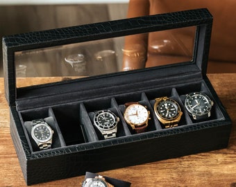 Watch Box, Personalized Watch Box, Watch Box for Men, Anniversary Gifts For Men, Watch Case, Gift for Dad,Watch Holder, Wooden Watch Storage