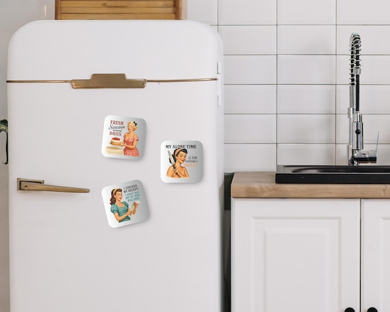 Retro Housewife Sarcastic Magnets | Funny Kitchen Fridge Magnets | Vintage Pin Up Humor
