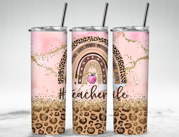 Teacher Life w/Cheetah Print Tumbler! (with duo lid)