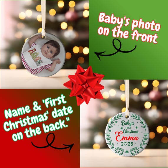 Baby's First Christmas Personalized Photo Ornament