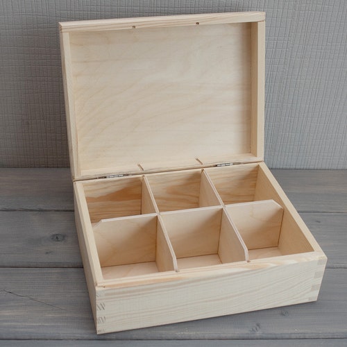 12 Compartments Tea Box Unfinished Wooden Tea Box Unpainted Etsy