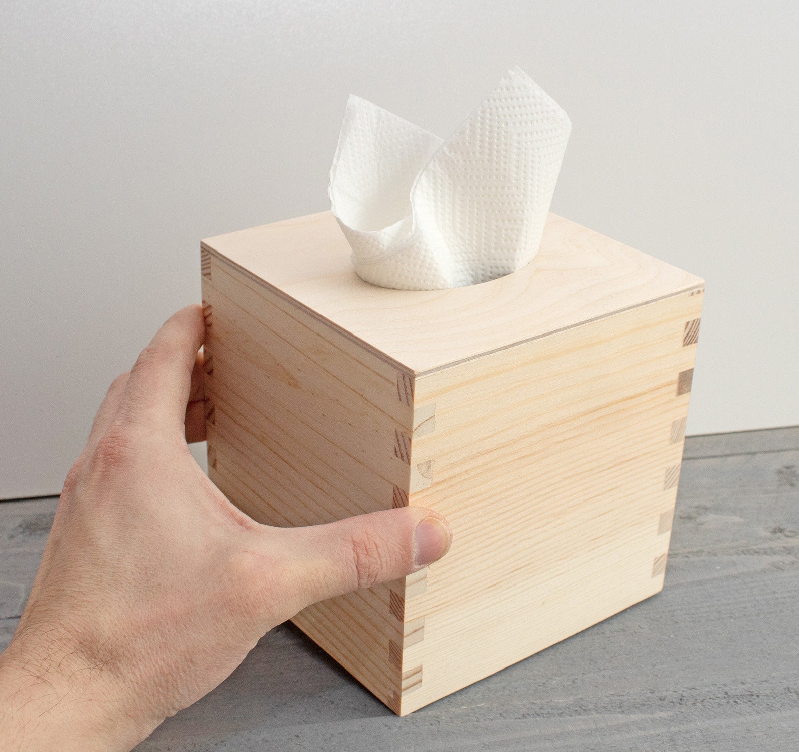 Square Wooden Tissue Box Unfinished Wood Box Unpainted Etsy