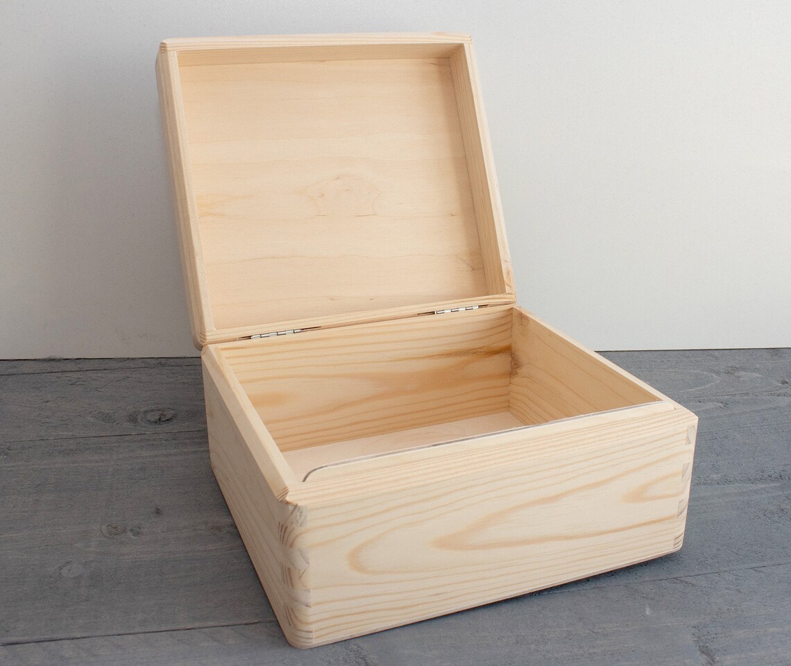 Natural Wood Box Unfinished Wooden Box Wedding Chest Baby Etsy