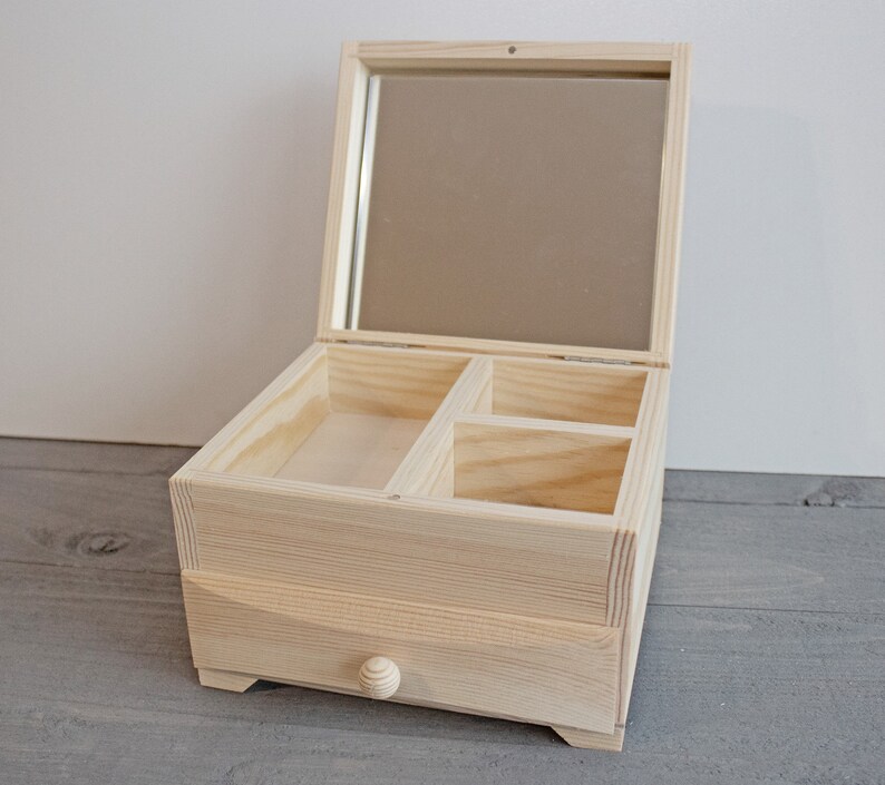 Unfinished Wooden Dressing Box Wood Jewelry Box Unpainted Etsy