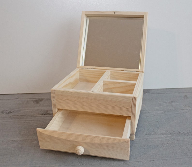 Unfinished Wooden Dressing Box Wood Jewelry Box Unpainted Etsy