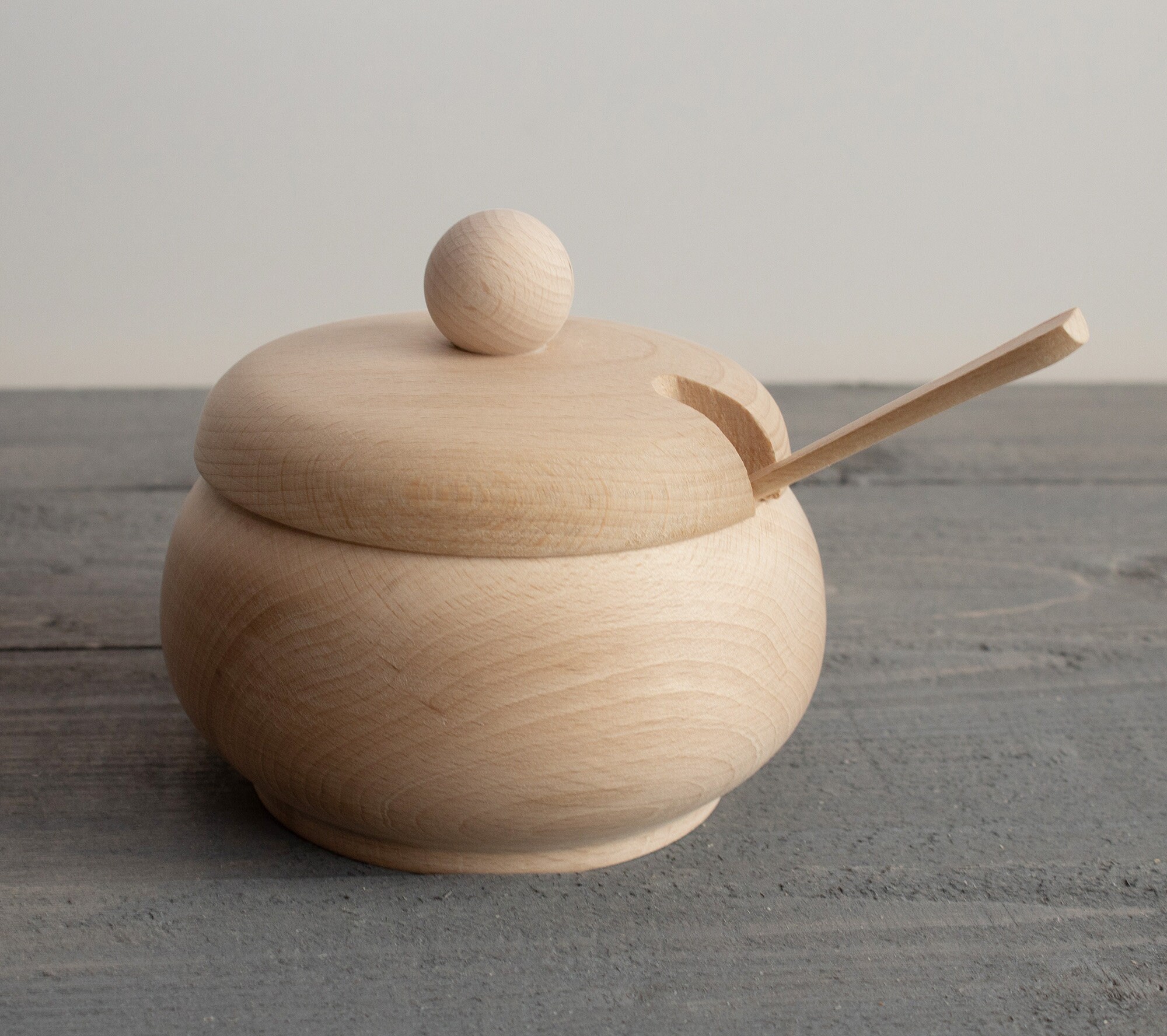 Wooden Bowl With Lid and Spoon 12cm 47 Unfinished Etsy Ireland