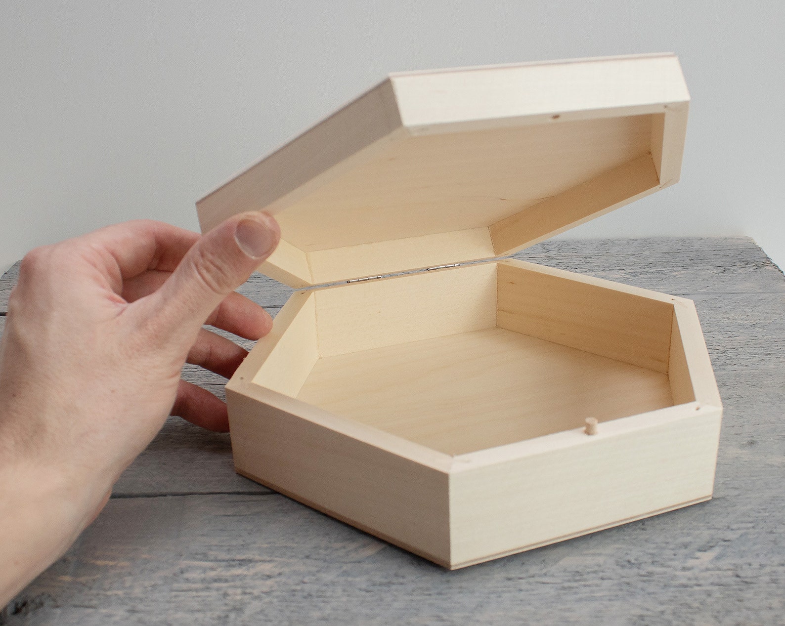 Hexagon Wooden Box Unfinished Wood Box Wedding Keepsake Box Etsy