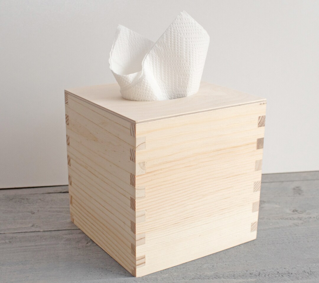 Square Wooden Tissue Box Unfinished Wood Box Unpainted Etsy