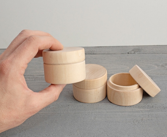 Unfinished Wood Box 6x4,5cm, Round Wooden Round Box, Wood