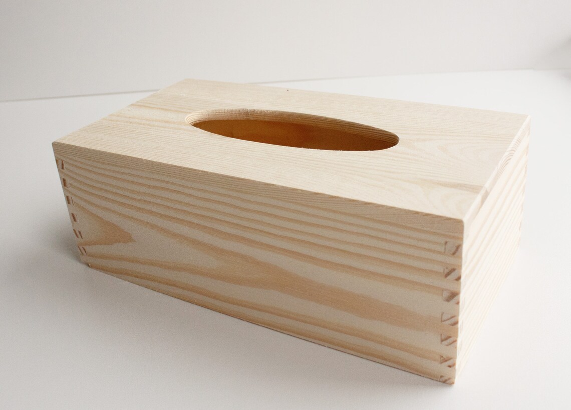 Wooden Tissue Box Unfinished Wood Box Unpainted Decoupage Etsy