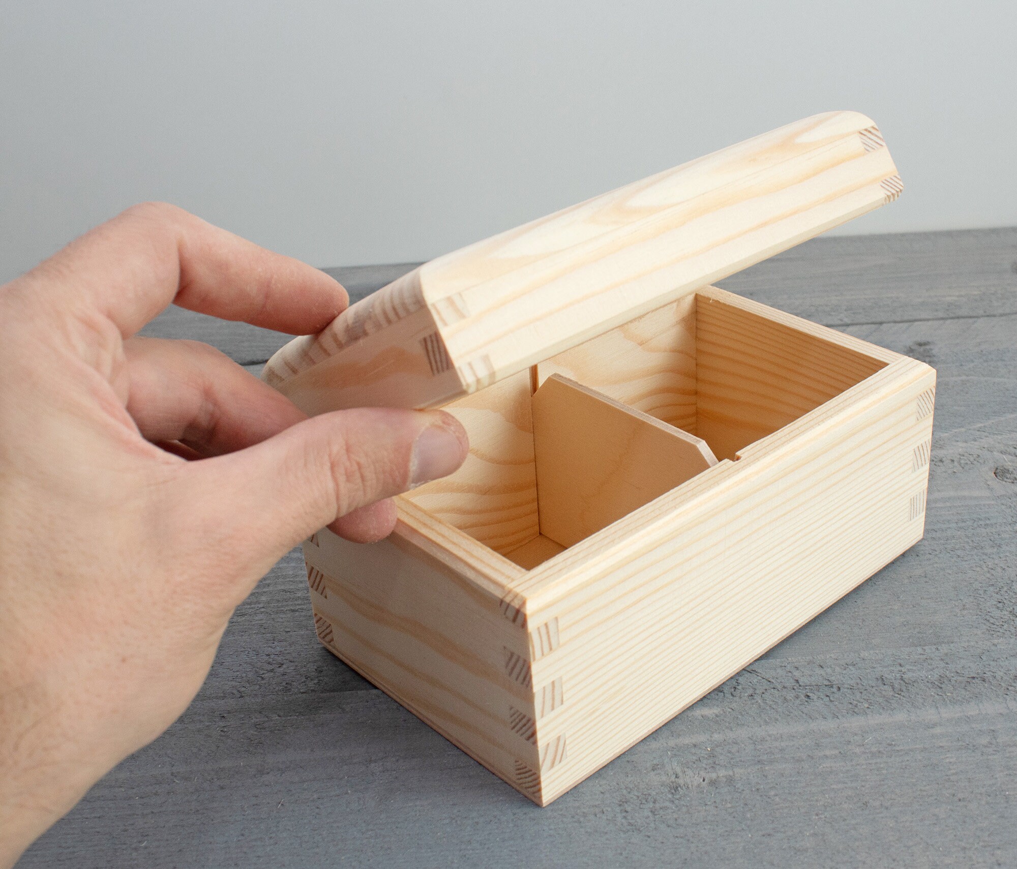 2 Compartment Tea Box Unfinished Wood Tea Box Small Wooden Etsy