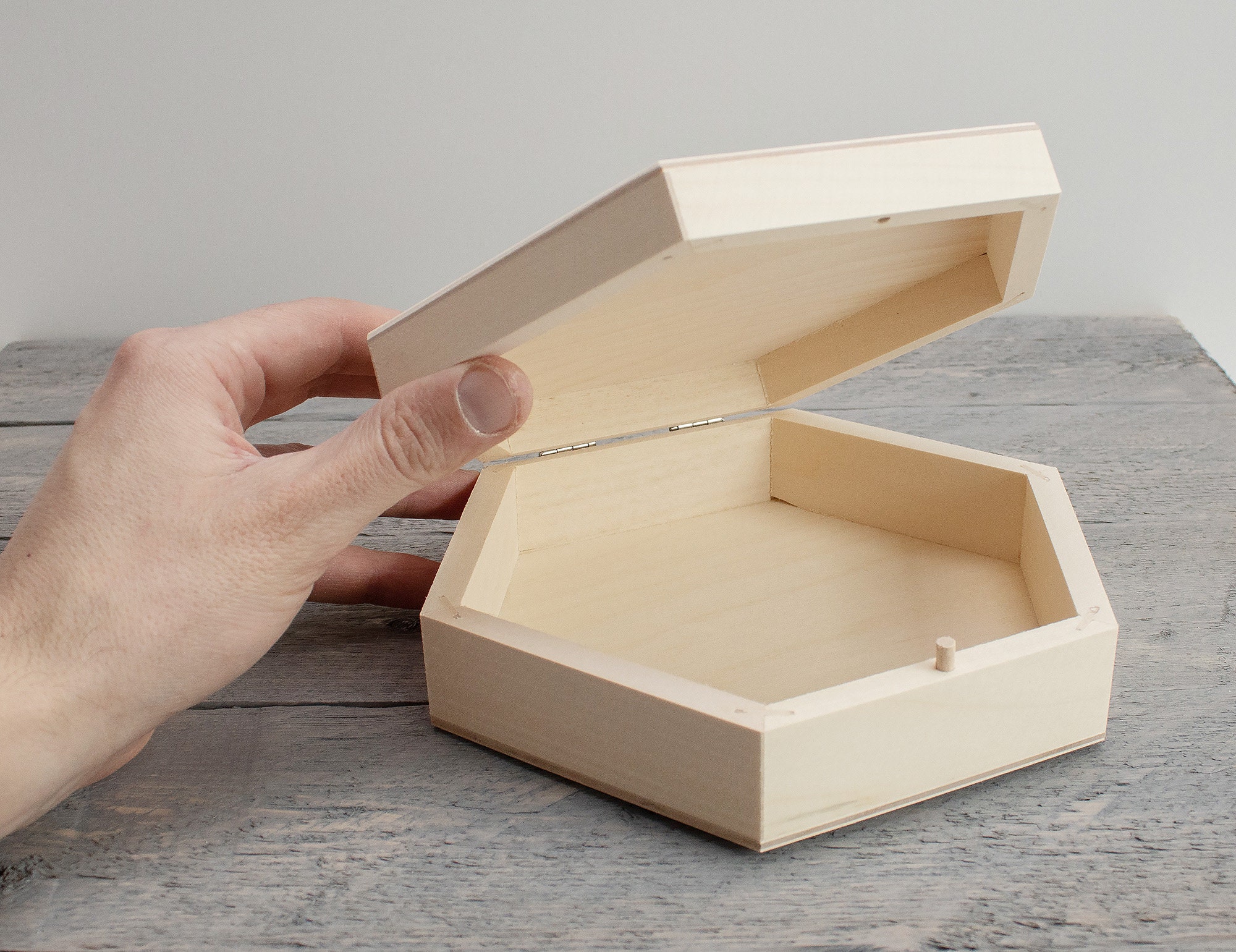 Hexagon Wooden Box Unfinished Wood Box Wedding Keepsake Box Etsy UK