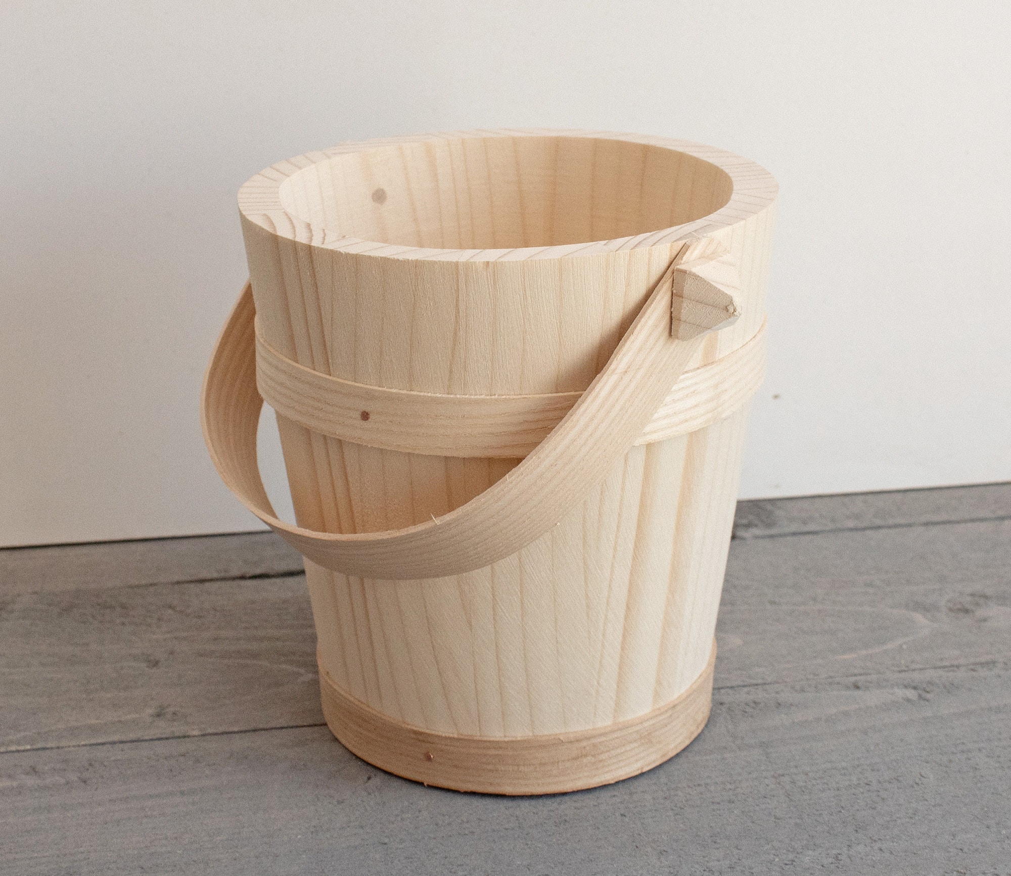 Small Wooden Bucket With A Handle 53 135cm Etsy