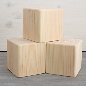 4pcs. Big 7cm Wooden Blocks, Unfinished Wood Cube, Natural Craft Supply