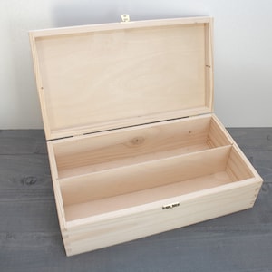 Scatola di vino in legno con coperchio per 2 bottiglie, scatola di bottiglie di legno non finita, scatola di vino non verniciata, conservazione delle bottiglie, anniversario, regalo di nozze