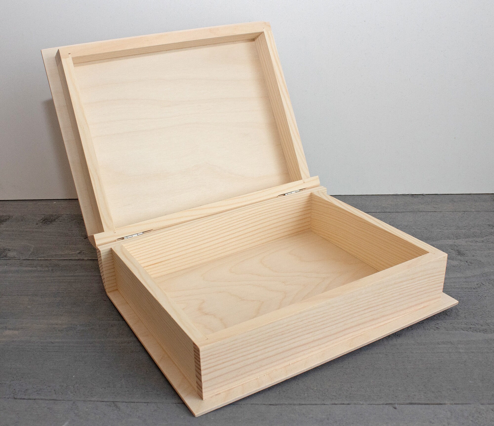 Unfinished Big Wooden Box Book Wooden Blank Box Unpainted Etsy