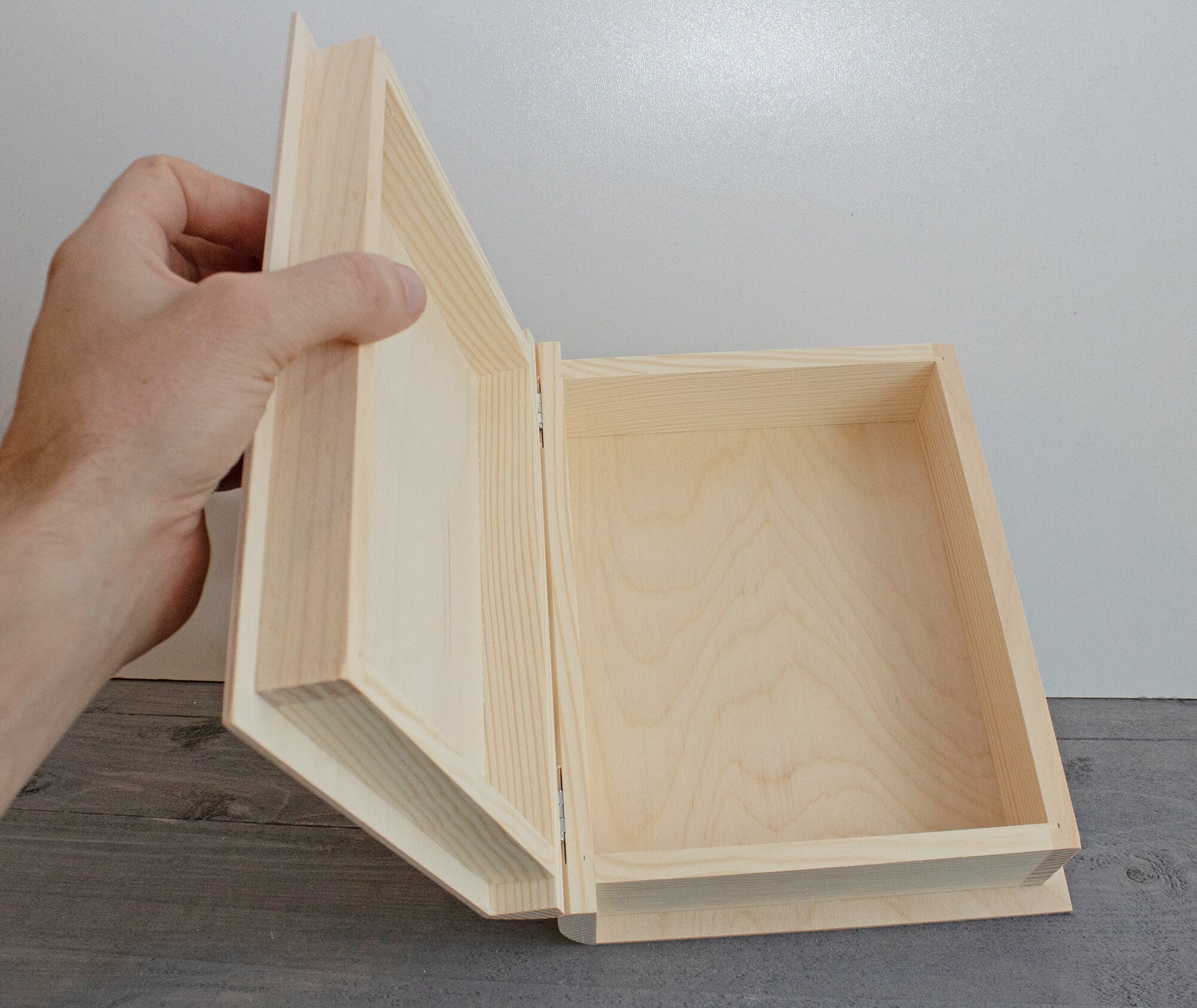 Unfinished Big Wooden Box Book Wooden Blank Box Unpainted Etsy